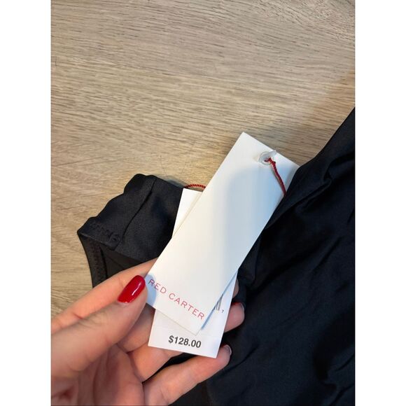 Red Carter Shine Solids Cutout Skimpy Fit One-Piece Swimsuit Women's Large NWT B - Picture 3 of 5